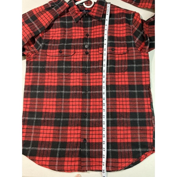 Rainforest Men's Heavyweight Flannel Shirt Black/Red Plaid‎ Size Medium - Picture 9 of 10